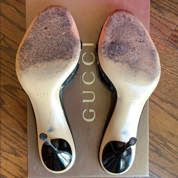 GUCCI sand pelle buckle leather slide stilettos - Picture 3 of 8